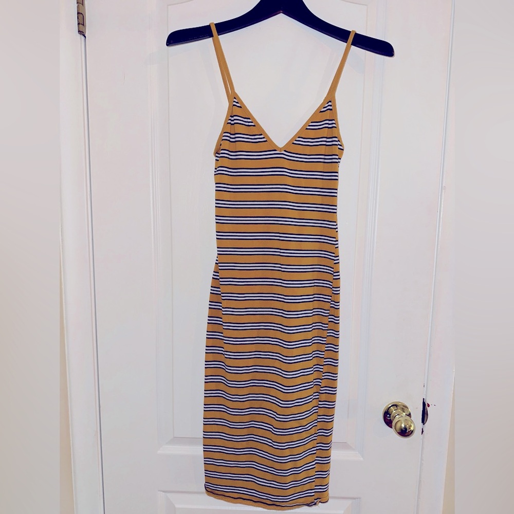 Striped gold maxi dress